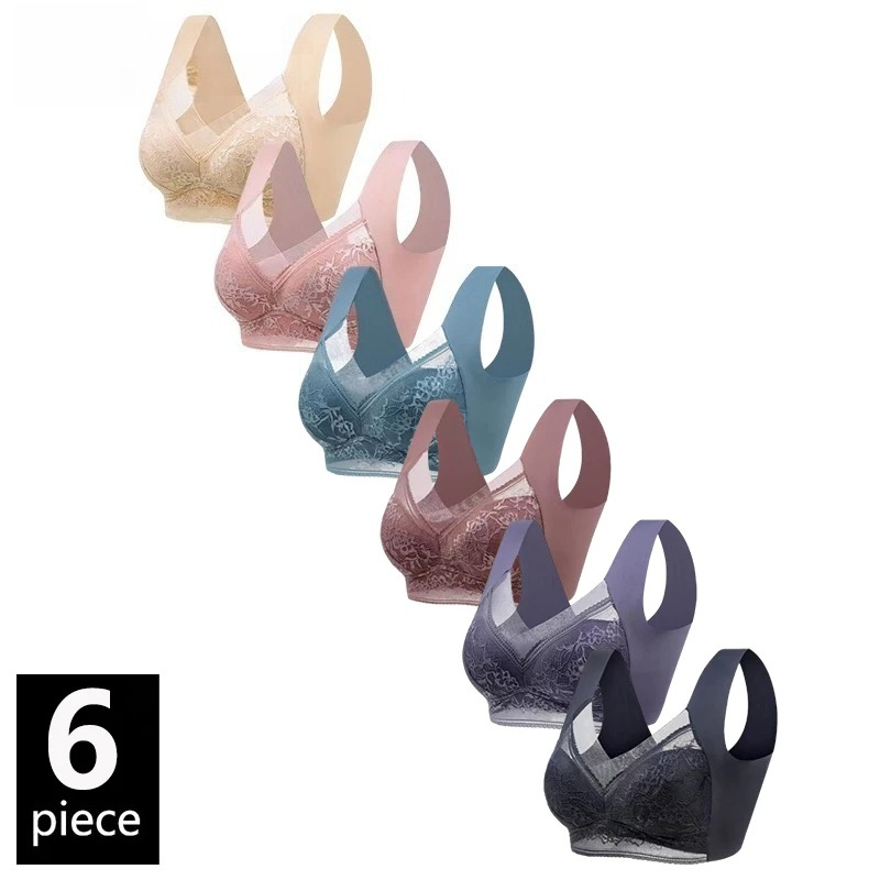 Seamless Underwear Women - 6PCS Women Wireless Push Up Bralette