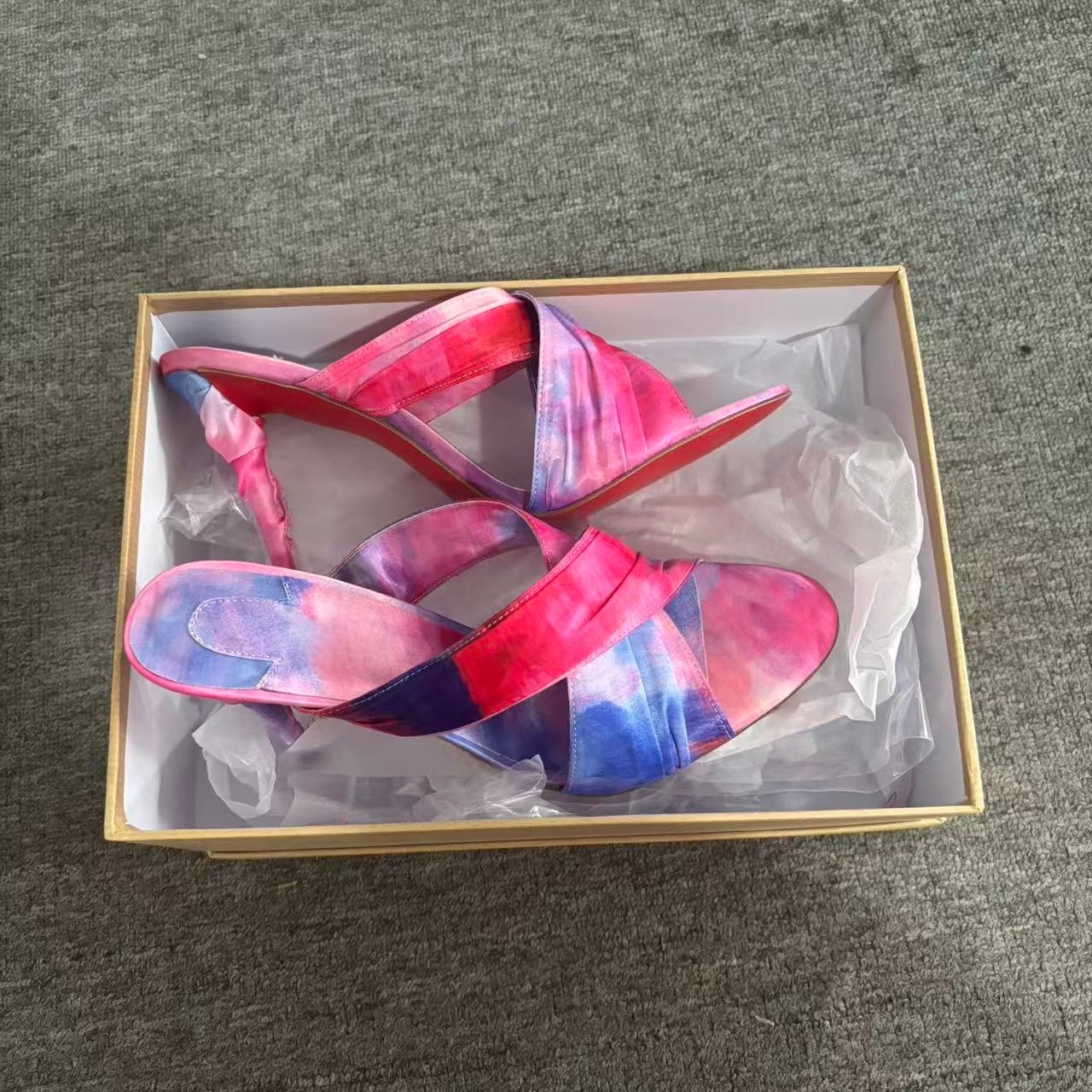Women's Pink-Blue Tie-Dye Sati - Slip Dress Satin ulasan dan harga