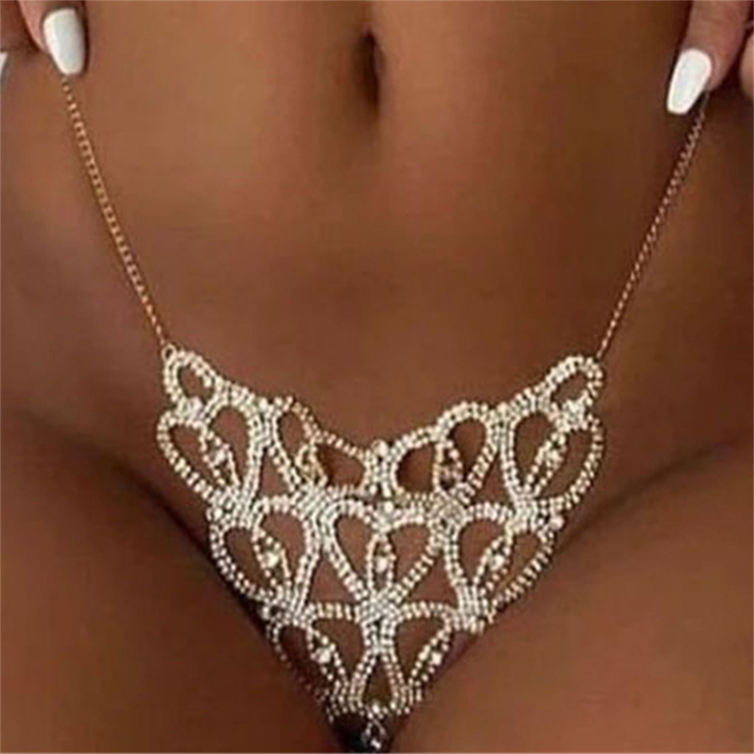 Sexy Body Chain Heart-shaped T - Thong Bikini Women ulasan dan harga