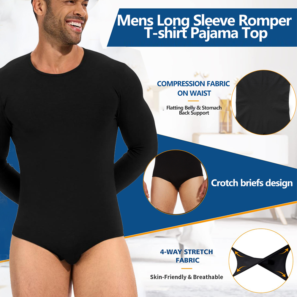 Mens Long Sleeve Bodysuit Full - Shapewear Bodysuit Firm ulasan dan harga